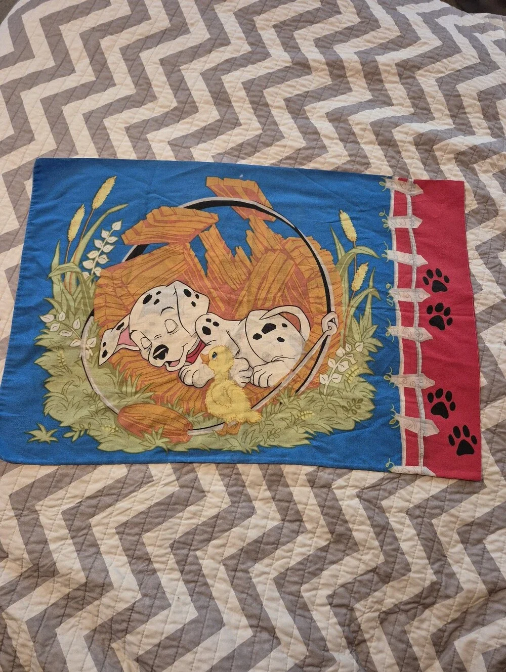 🌿5/25 Vintage Disney 101 Dalmatians Standard Pillowcase Playful Puppies 1pc.
